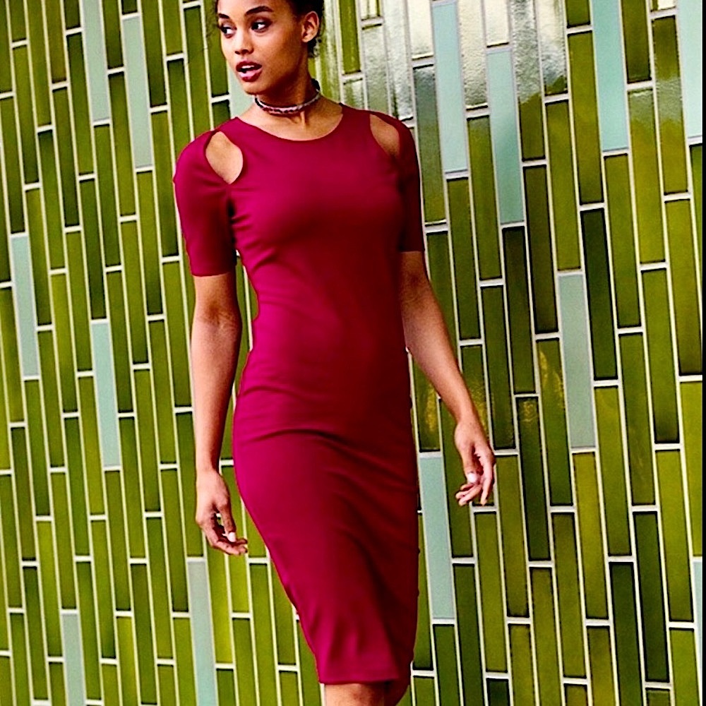 New Fabletics Eva Midi cut Sleeve bodycon Dres XXL